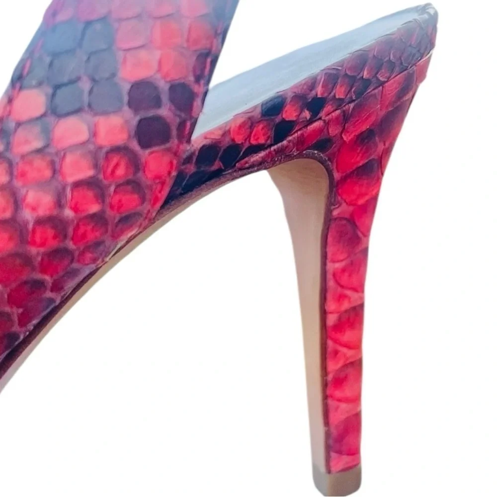 Alexander Birman Red Python Snakeskin Print Slingback Heels 9.5